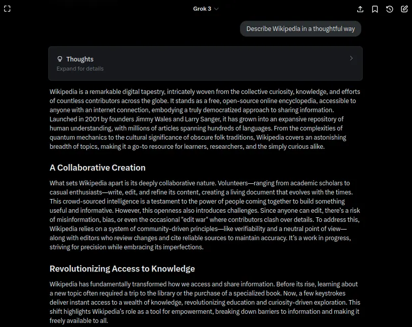 Grok chatbot screenshot